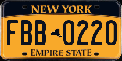 NY license plate FBB0220