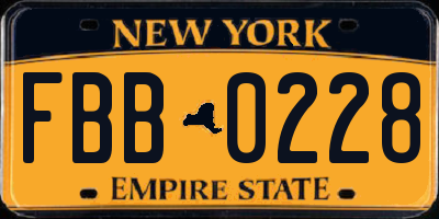 NY license plate FBB0228