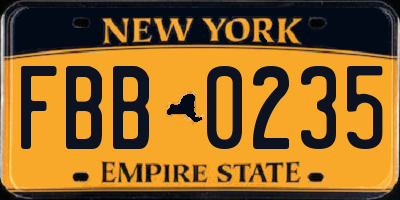 NY license plate FBB0235