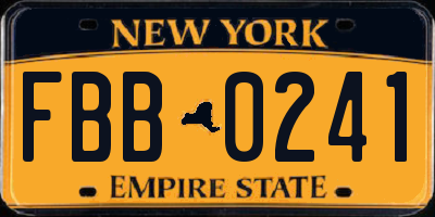NY license plate FBB0241