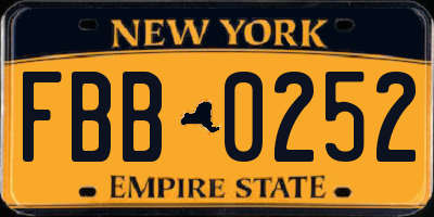 NY license plate FBB0252