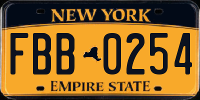NY license plate FBB0254