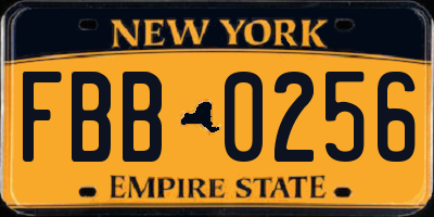 NY license plate FBB0256