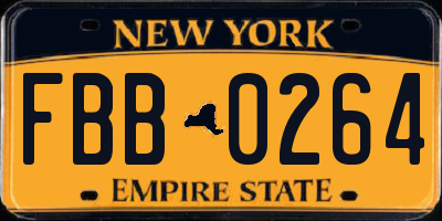 NY license plate FBB0264