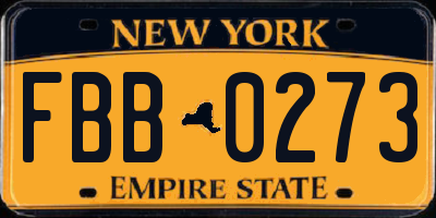 NY license plate FBB0273