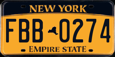 NY license plate FBB0274