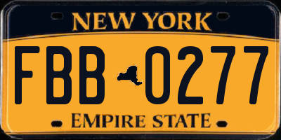 NY license plate FBB0277