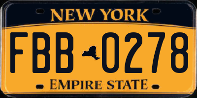 NY license plate FBB0278