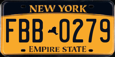 NY license plate FBB0279
