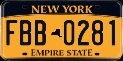 NY license plate FBB0281