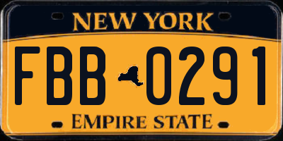 NY license plate FBB0291