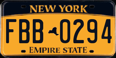 NY license plate FBB0294