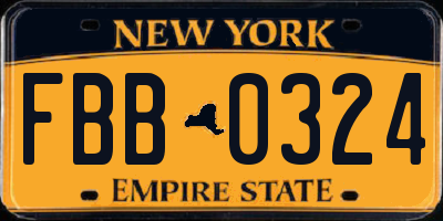 NY license plate FBB0324