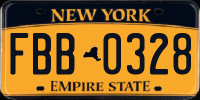 NY license plate FBB0328