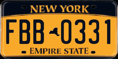 NY license plate FBB0331