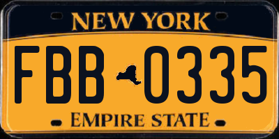 NY license plate FBB0335