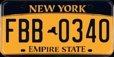 NY license plate FBB0340