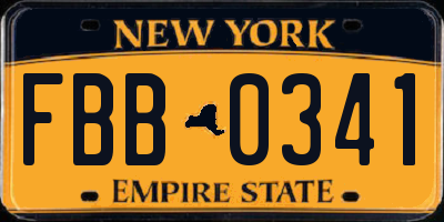 NY license plate FBB0341