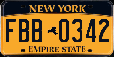 NY license plate FBB0342