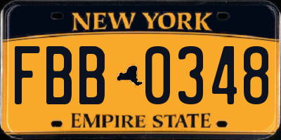 NY license plate FBB0348