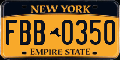 NY license plate FBB0350