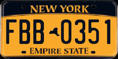 NY license plate FBB0351
