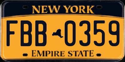NY license plate FBB0359