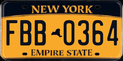 NY license plate FBB0364