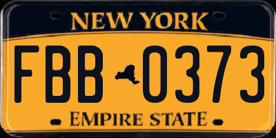 NY license plate FBB0373