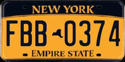 NY license plate FBB0374