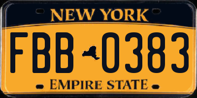 NY license plate FBB0383