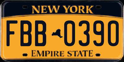 NY license plate FBB0390