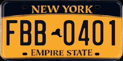 NY license plate FBB0401