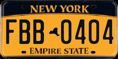 NY license plate FBB0404
