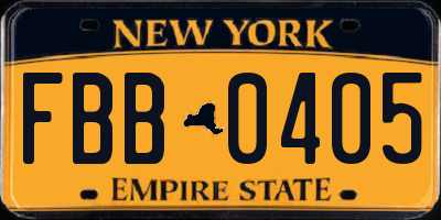 NY license plate FBB0405