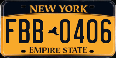 NY license plate FBB0406