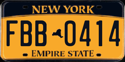 NY license plate FBB0414