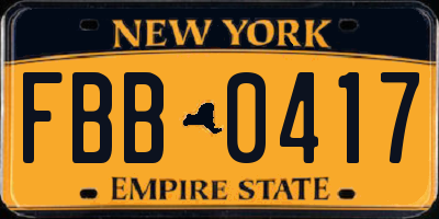 NY license plate FBB0417