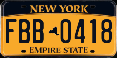 NY license plate FBB0418
