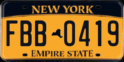 NY license plate FBB0419