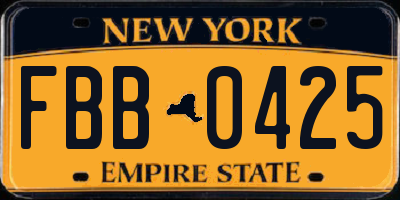 NY license plate FBB0425