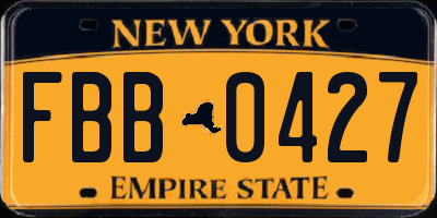 NY license plate FBB0427