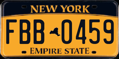 NY license plate FBB0459