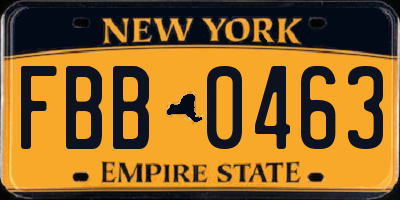 NY license plate FBB0463