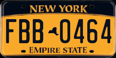 NY license plate FBB0464