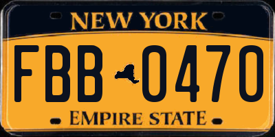 NY license plate FBB0470