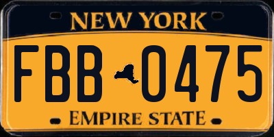 NY license plate FBB0475