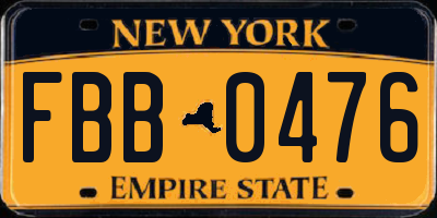 NY license plate FBB0476
