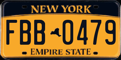 NY license plate FBB0479