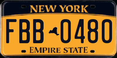 NY license plate FBB0480